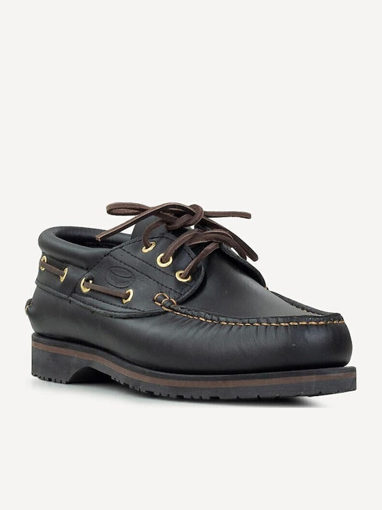 Men's Leather Boat Shoes Black