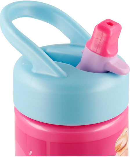 Stor Sticlă Pentru Copii Barbie Din Plastic Cu Pai 410ml (Diverse Modele/Culori)
