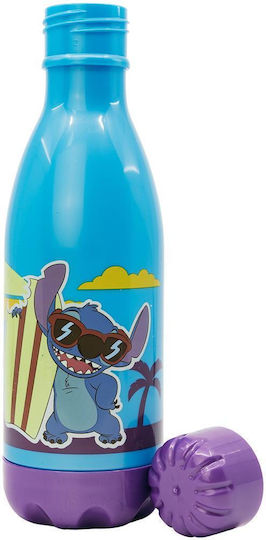 Stor Stitch Beach Sticlă Pentru Copii Din Plastic Stitch Cu Capac Cu Filet Antivărsare Albastră 560ml