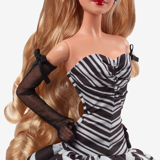 Barbie 65th Anniversary Collectible Doll Doll with Blonde Hair and Black and White Gown for 3+ years+ Years 28cm