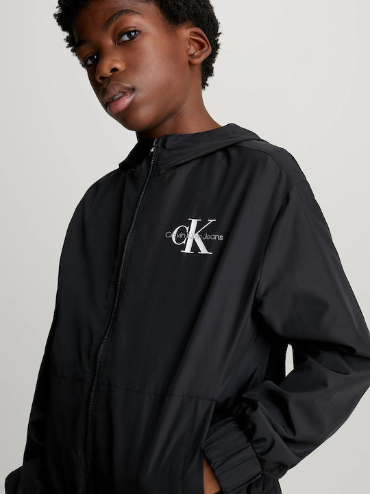 Αδιάβροχο Παιδικό Casual Μπουφάν με Κουκούλα Ck Black Essential