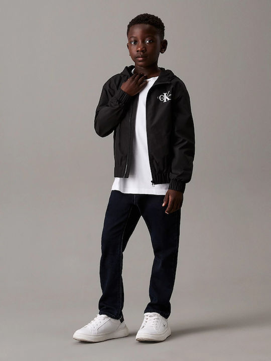 Αδιάβροχο Παιδικό Casual Μπουφάν με Κουκούλα Ck Black Essential