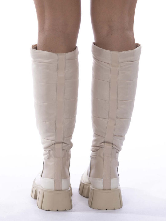 Leder Damenstiefel Beige