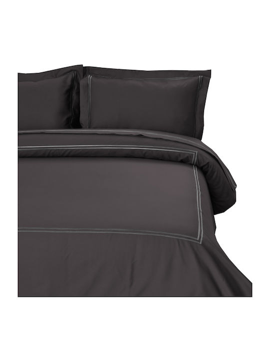 Anna Riska Duvet Cover Set Cotton Satin Queen with 2 Pillowcases 220x240 Classico 4 431268 Anthracite