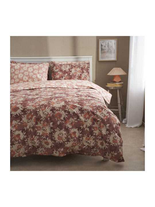 Charalambidis Textiles Duvet Cover Single 160x240 Chrysanthemum Cinnamon