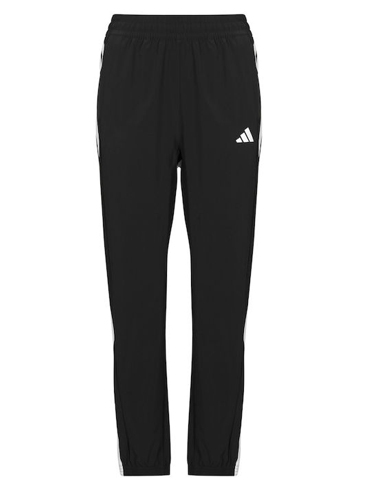 Train Essentials 3-Stripes Woven Παντελόνι Φόρμας Μαύρο