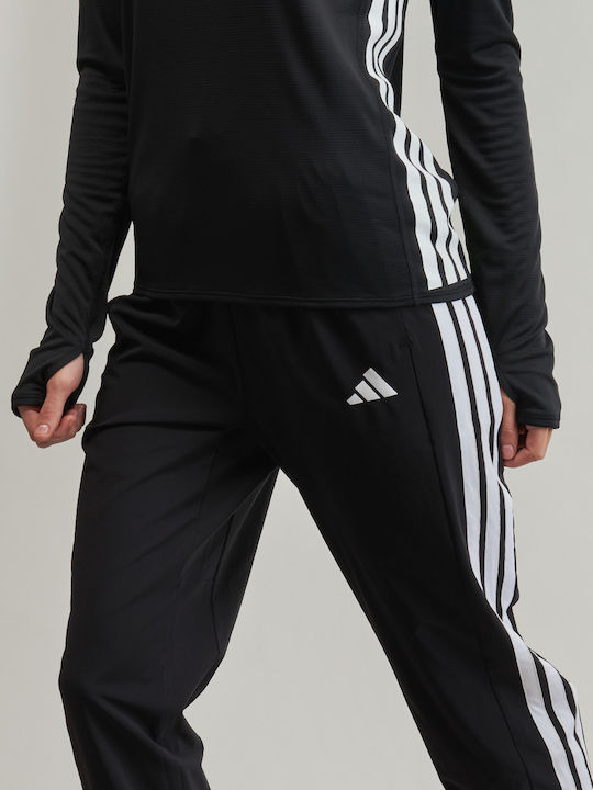 Train Essentials 3-Stripes Woven Παντελόνι Φόρμας Μαύρο