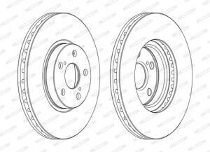 Ventilated Front Brake Disc Set 277mm 5 Holes Toyota Avensis 1.6/1.8 03.03-11.08 Ferodo Right Left