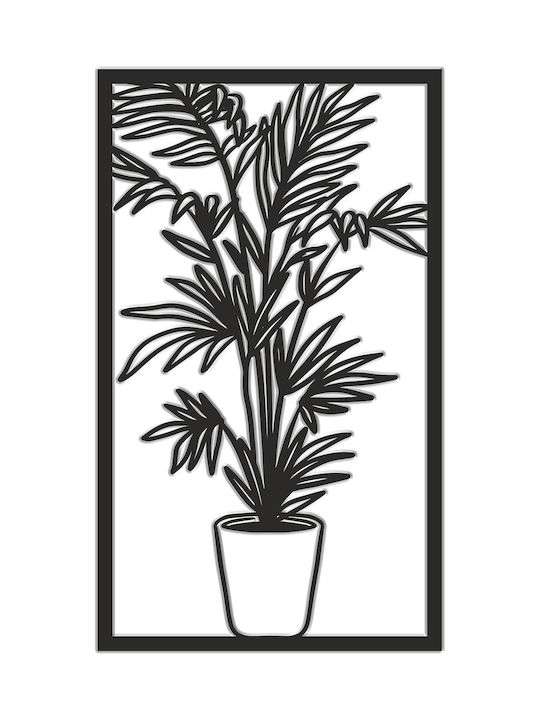 Dekorative Wandpaneel HDF Gemälde Schwarze Durchbrochene Palmblume 58x98