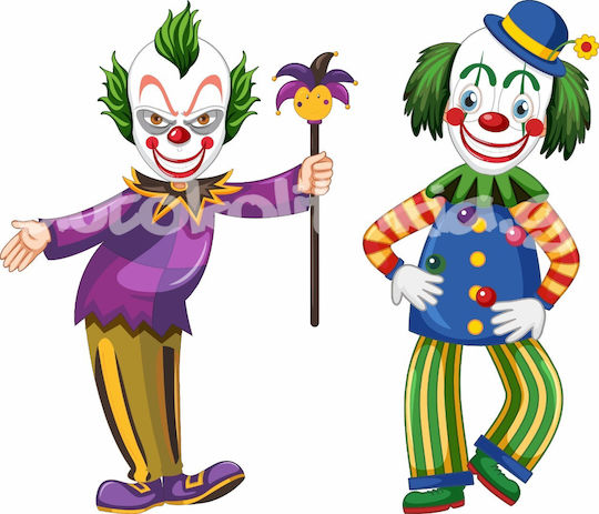 Carnival Sticker Clown Set 2 Stickers 50cm X 42cm
