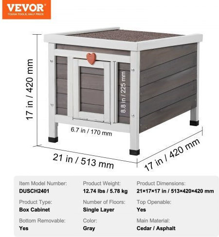 Wooden Cat House Vevor Roof & Doors PVC Xjsmzmbhsdcsjurr1v0
