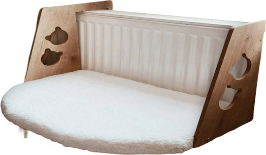 Femmit Femmit Teddy Sheep Bed Cat for Radiators Wooden with White Teddy Sheep Fur 52cmx35cm