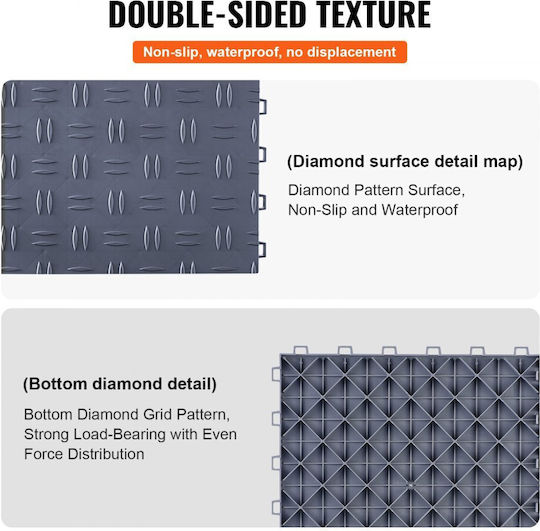 Anti-Slip Garage Floor Mats Double-Sided Garage Basement 305 X 305 X 13.4 Mm Vevor Ckddsmh251212f3n8v0