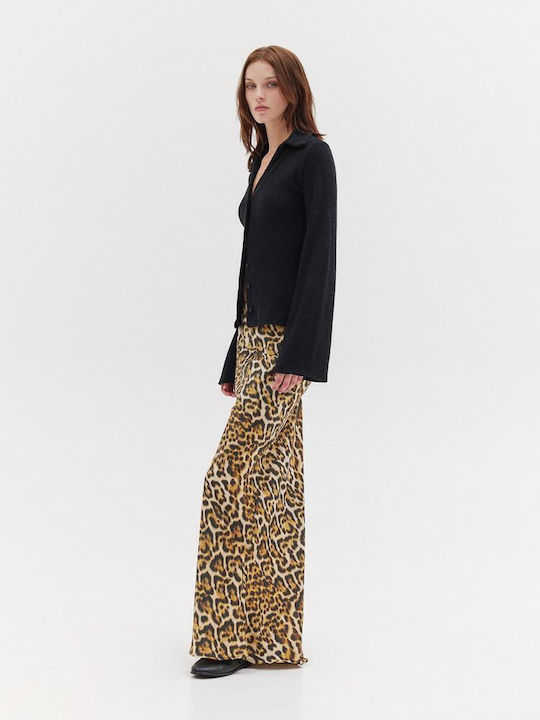 Satin,σατεν Maxi Rock Leopard Sunset