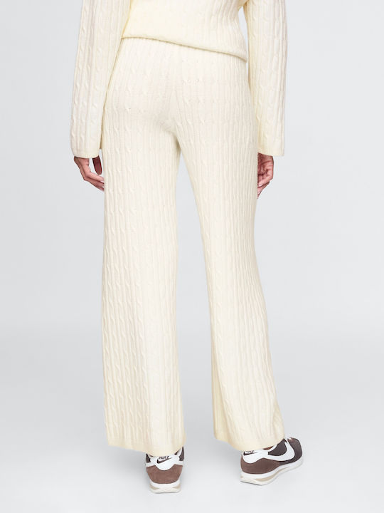 Pantaloni Dama Din Țesătură Cu Cauciuc Bej Cream Beige