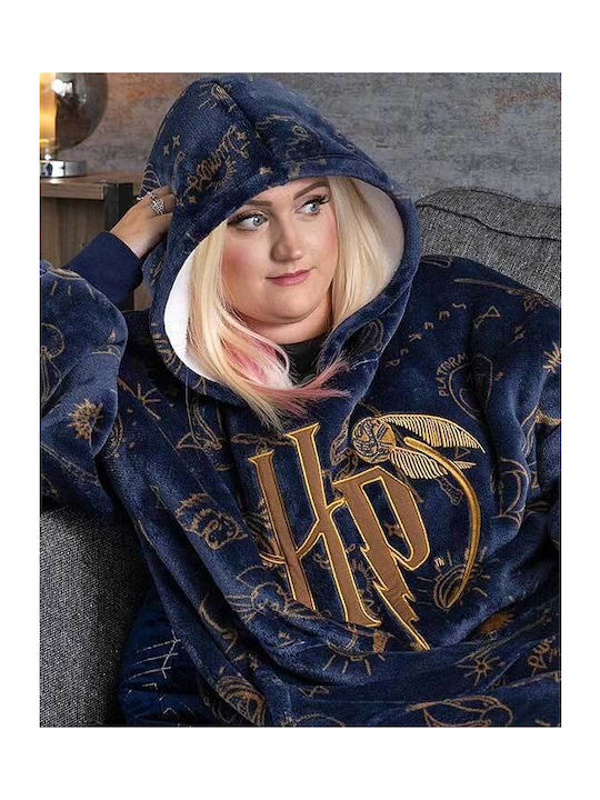 Harry Potter Vuddie Pătură Polar Fleece Cu Mâneci 80x93 cm Albastră