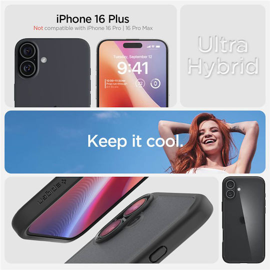 Spigen Ultra Hybrid Back Cover Plastic Frost Black (iPhone 16 Plus)