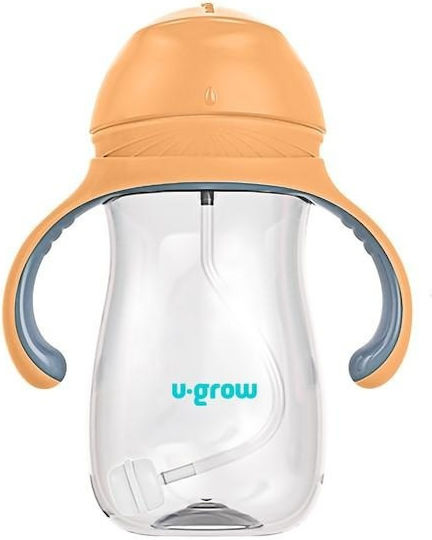 U-Grow Baby Cup with Handles and Straw made of Plastic Orange 300ml