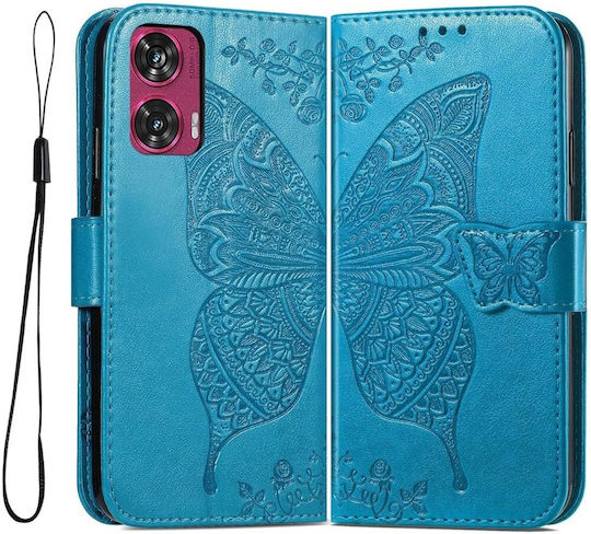 Butterfly Umschlag Rückseite Synthetisches Leder / Kunststoff Magnetisch Blau (Motorola Edge 50 Fusion 5G, Schmetterling)