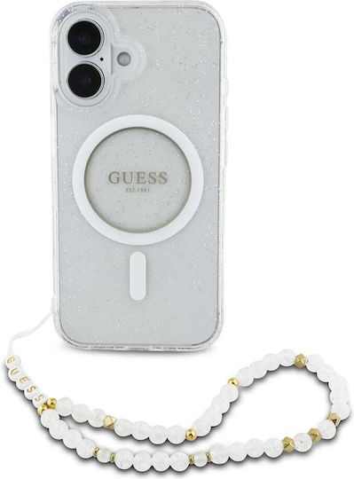 Guess Iml Glitter Beads Strap Magsafe Case Iphone 16 Transparent