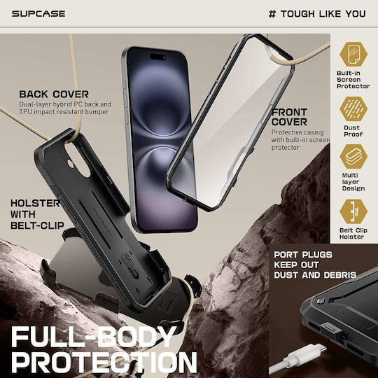 Supcase Unicorn Beetle 360 Full Cover Μαύρο (iPhone 16 Pro)