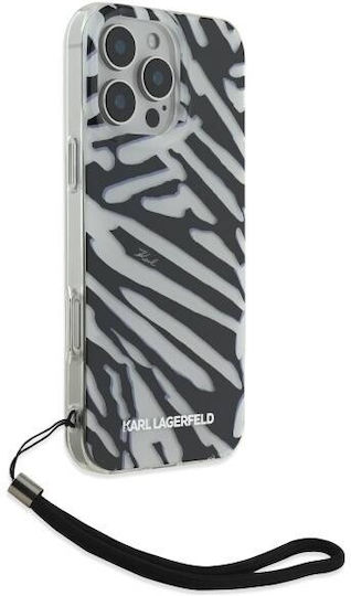 Karl Lagerfeld Case Iphone 16 Pro 6 3" Klhcp16lhzbpkcck Black Hard Iml Zebra Pattern & Cord 3666339320300