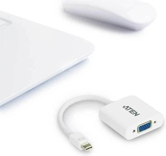 Aten mini DisplayPort male - VGA female (VC920) Convertor mini DisplayPort masculin în VGA feminin Alb 1buc