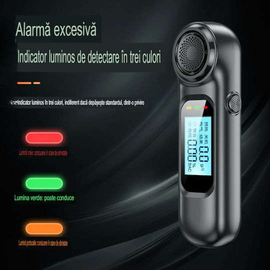 Alcooltest Aec Am01 Fără Contact Fără Reîncărcări Precizie + 0,01% Bac Afișaj Lcd Color Autonomie Baterie 200 Teste Indicator de Risc 8x2x1,5 Cm Negru Mat