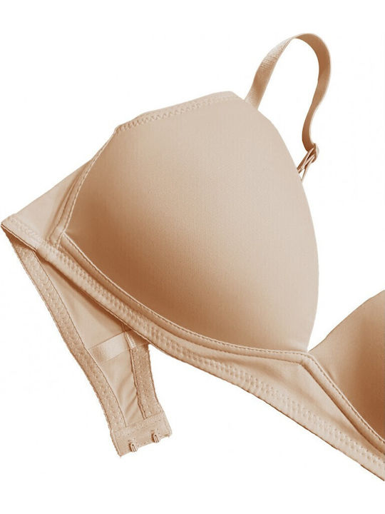 Triangle Triangle Bra with Light Padding Underwire Beige