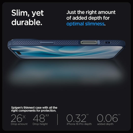 Spigen Liquid Air Umschlag Rückseite Silikon 0.3mm Marineblau (iPhone 17 Pro / iPhone 16 Pro)