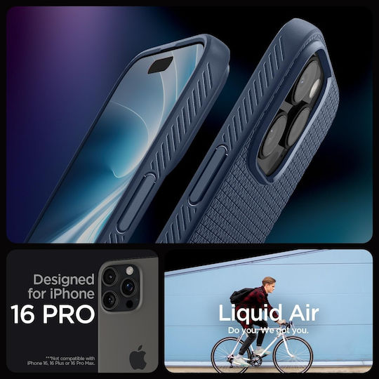 Spigen Liquid Air Umschlag Rückseite Silikon 0.3mm Marineblau (iPhone 17 Pro / iPhone 16 Pro)