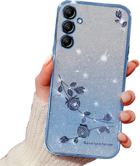 Samsung Glitter Flower Back Cover Silicone Blue (Samsung Galaxy A55 5G)