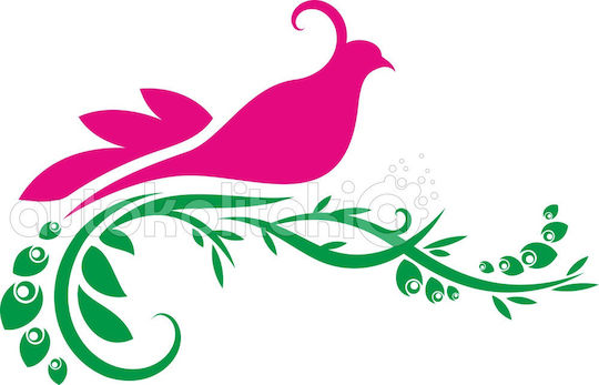 Flower Bird Wall Sticker 70cm X 45cm