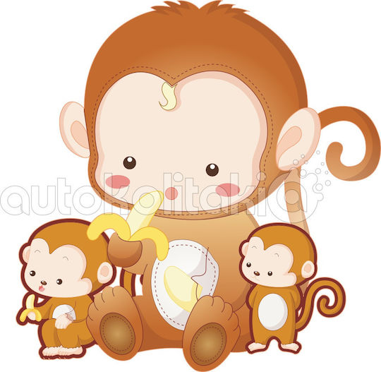 Wall Sticker Little Monkeys 50cm X 50cm