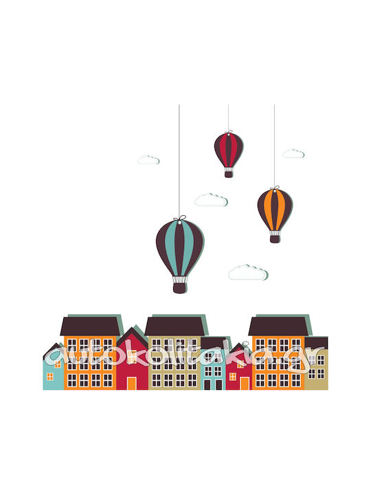 Wall Sticker Little Houses Hot Air Balloon 70cm X 65cm
