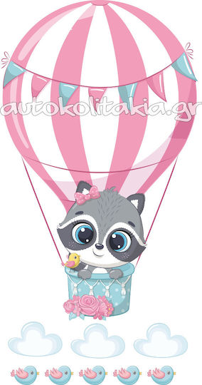 Wall Sticker Raccoon Hot Air Balloon 80cm X 42cm