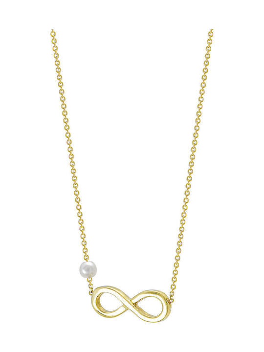 Kiriakos Gofas Halskette Unendlichkeit aus Gold 14K mit Perlen