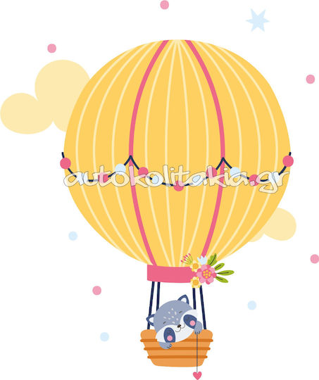 Hot Air Balloon Animals Wall Sticker 4 75cm X 120cm