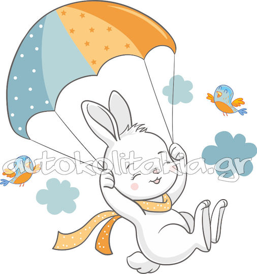 Kids Wall Sticker Parachute Bunny 50cm X 45cm