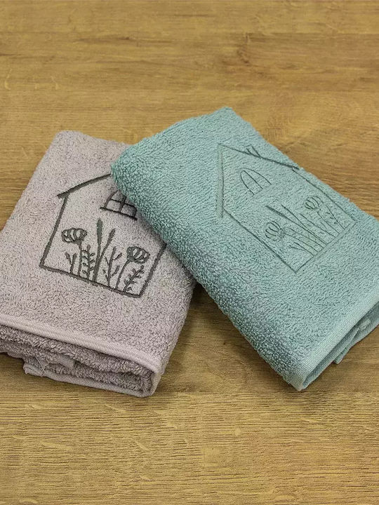 Lino Home 2pc Bath Towel Set Refugio 30x50cm. Grey-mint