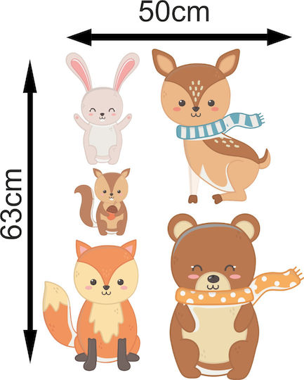 Wall Sticker Animals Set of 5 Stickers 120cm X 117cm