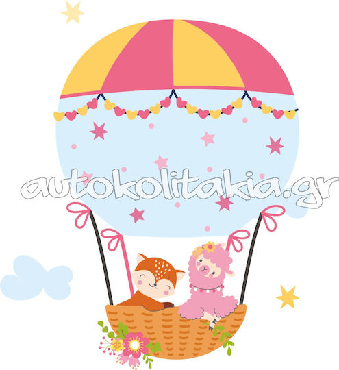 Hot Air Balloon Animals Wall Sticker 2 100cm X 120cm