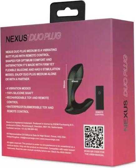 Nexus Vibrating Anal Plug Remote Control Black