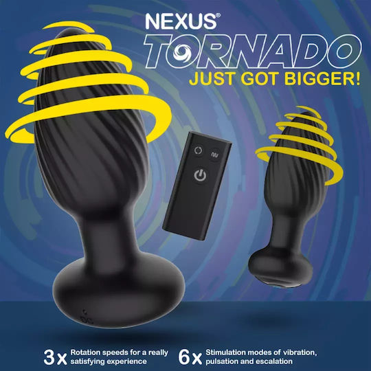 Dop Anal Rotativ și Vibrant Nexus Tornado + Telecomandă Negru