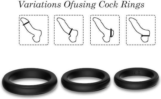 Set 3 Erection Rings Penis Testicles
