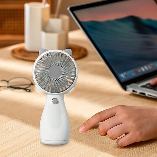 Portable Hand Desk Fan Powerful Silent Motor Lithium Ion Battery Cord White 12 Cm Original Deals