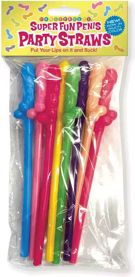 Little Genie Mehrfarbige Penis-Strohhalme Packung 8