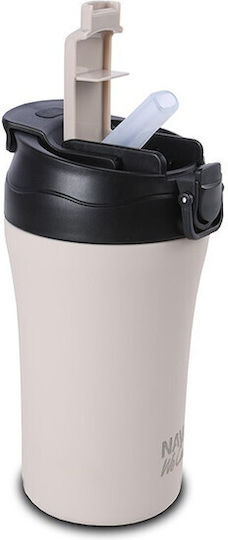 Nava Glas Thermosflasche Rostfreier Stahl BPA Frei 450ml Gray mit Stroh