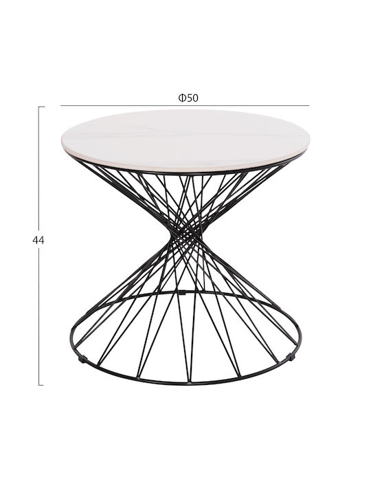 Round Side Coffee Table Gresam Metal Ceramic W50xL50xH44cm