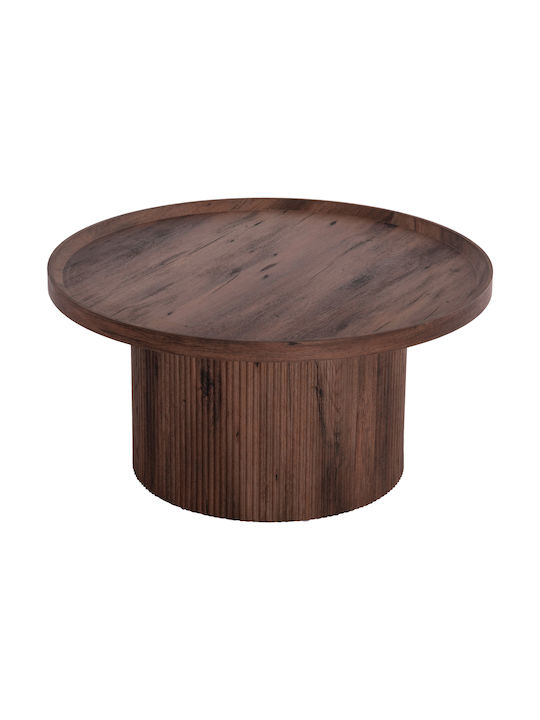Round Central Coffee Table Margon Wooden Dark Brown 80x80x40cm